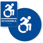 Blue Braille ACCESSIBLE Women's Restroom Sign Set with Dynamic Accessibiity Symbol RRE-190R_DCS_Set_White_on_Blue