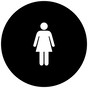 Black Women's Restroom Door Sign with Symbol RR-125_DCS_White_on_Black
