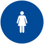 Blue Women's Restroom Door Sign with Symbol RR-125_DCS_White_on_Blue