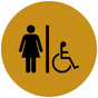 Gold Accessible Women's Restroom Door Sign with Symbol RR-130_DCS_Black_on_Gold