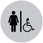 Silver Accessible Women's Restroom Door Sign with Symbol RR-130_DCS_Black_on_Silver