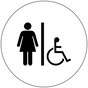 White Accessible Women's Restroom Door Sign with Symbol RR-130_DCS_Black_on_White