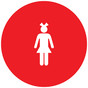 Red Girl's Restroom Door Sign with Symbol RR-135_DCS_White_on_Red