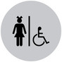 Silver Accessible Girl's Restroom Door Sign with Symbol RR-140_DCS_Black_on_Silver