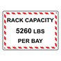 Rack Capacity 5260 Lbs Per Bay Sign NHE-26894