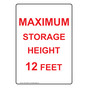 Portrait Maximum Storage Height 12 Feet Sign NHEP-26903
