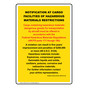 Portrait Notification At Cargo Facilities Of Sign NHEP-13014