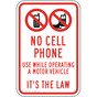 No Cell Phone Operating A Motor Vehicle Sign PKE-14131