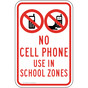 No Cell Phone Use In School Zones Sign PKE-22655