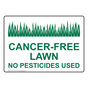 Cancer-Free Lawn No Pesticides Used Sign NHE-27319