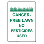 Portrait Cancer-Free Lawn No Pesticides Sign With Symbol NHEP-27319