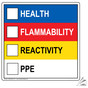Health Flammability Reactivity PPE Label for Hazmat HAZCHEM-14711