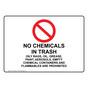 No Chemicals In Trash Oily Rags, Sign With Symbol NHE-26935