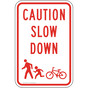 Portrait Caution Slow Down Sign With Symbol PKE-13810