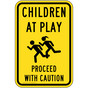 Portrait Children At Play Reflective Sign With Symbol