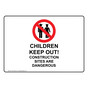 Children Keep Out! Construction Sites Sign With Symbol NHE-28165
