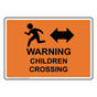 Warning Children Crossing Sign With Symbol NHE-28173