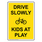 Portrait Drive Slowly Kids At Play Sign With Symbol NHEP-28158
