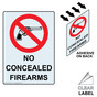 Portrait Clear NO CONCEALED FIREARMS Label With Symbol NHEP-17697