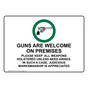 Guns Welcome Premises Weapons Holstered Sign NHE-16347