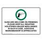 Guns Welcome Premises Weapons Holstered Sign NHE-17708