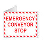 White Triangle-Mount EMERGENCY CONVEYOR STOP Sign NHE-6720Tri