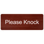 Cinnamon Engraved Please Knock Sign EGRE-17846_White_on_Cinnamon