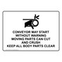 CONVEYOR MAY START WITHOUT WARNING Sign with Symbol NHE-50118