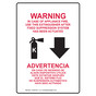 Warning In Case Of Appliance Fire, Use This Extinguisher With Down Arrow Bilingual Sign NHB-18194