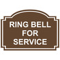 Brown Engraved RING BELL FOR SERVICE Sign EGRE-15813_White_on_Brown