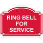 Red Engraved RING BELL FOR SERVICE Sign EGRE-15813_White_on_Red