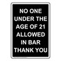 Portrait No One Under The Age Of 21 Allowed Sign NHEP-25744