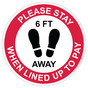 White Please Stay 6 Ft Away When Lined Up To Pay (Graphic) Floor Label CS266614