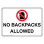 No Backpacks Allowed Sign With Symbol NHE-35794