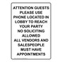 Portrait Attention Guests Please Use Phone Located Sign NHEP-28342
