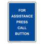 Portrait For Assistance Press Call Button Sign NHEP-34829_BLU