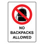 Portrait No Backpacks Allowed Sign With Symbol NHEP-35794