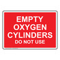 Empty Oxygen Cylinders Do Not Use Sign NHE-16850