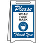 Please Wear Face Mask Thank You Stand-Up Floor Sign, 20x12 in. Plastic