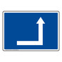 90 Degree Right Directional Arrow White on Blue Sign NHE-13340