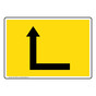 90 Degree Left Directional Arrow Black on Yellow Sign NHE-13485