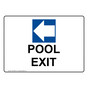 Pool Exit [Left Arrow] Sign With Symbol NHE-28887
