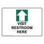 Visit Restroom Here [Up Arrow] Sign With Symbol NHE-28920