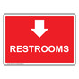 Restrooms [Down Arrow] Sign With Symbol NHE-29491
