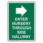 Portrait Enter Nursery Through Side Sign With Symbol NHEP-29476