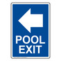 Portrait Pool Exit [Left Arrow] Sign With Symbol NHEP-29507