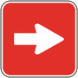 Directional Arrow White on Red Sign With Symbol