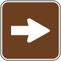 Directional Arrow White on Brown Sign PKE-13501