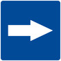 White-on-Blue Tactile Directional Arrow Sign RRE-205_White_on_Blue