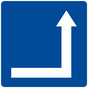 White-on-Blue Right Corner Tactile Directional Arrow Sign RRE-210_White_on_Blue